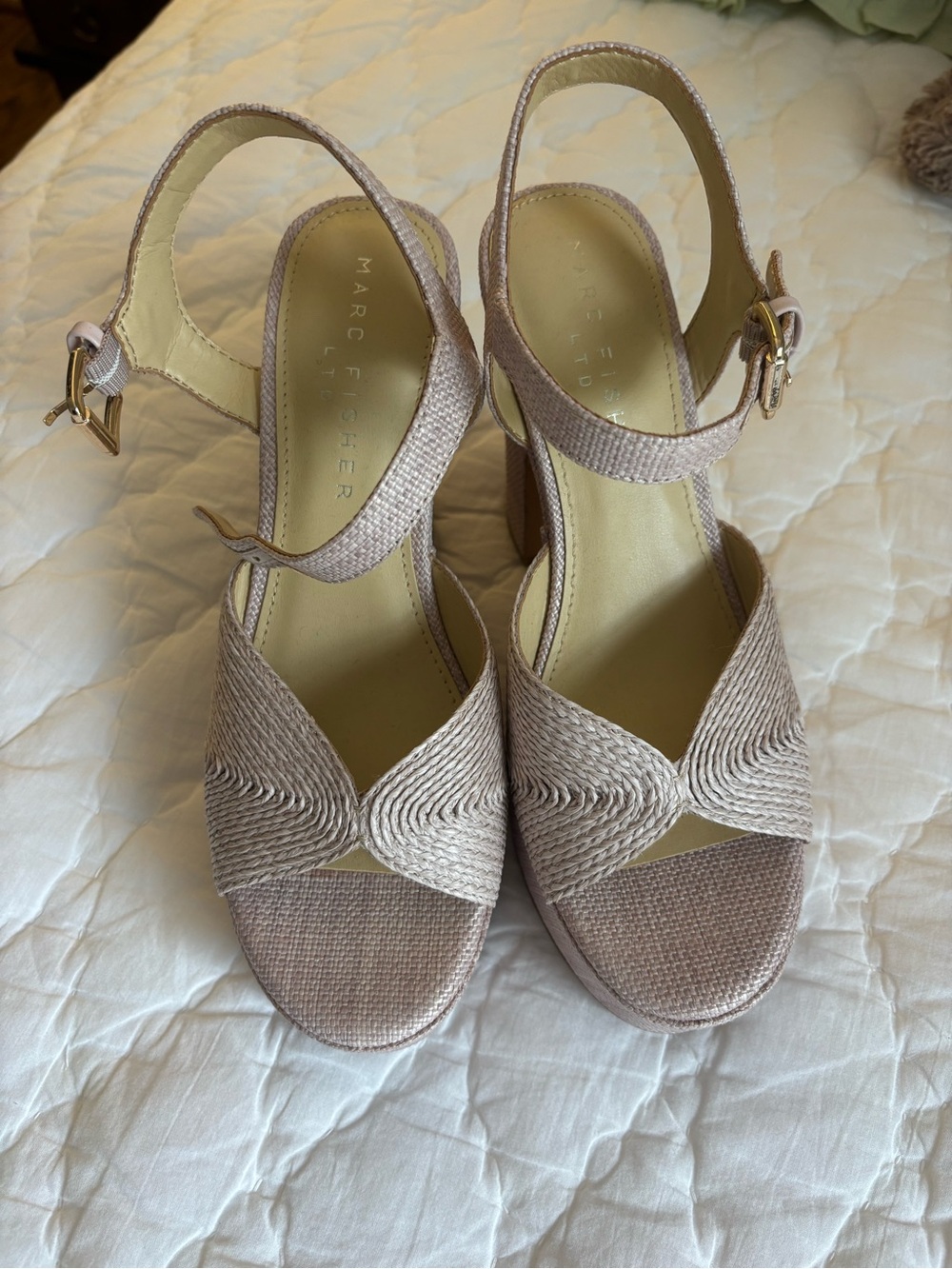 NEVER WORN! Marc Fisher Pink Beige Braided Heeled Sandals